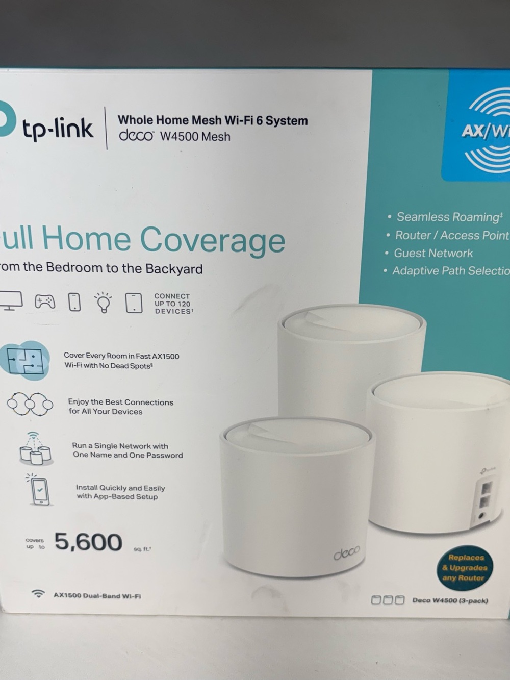 Tp-Link Deco W4500 Dual Band Whole Home Mesh Wifi 6 System 3 Pack AX1500 White